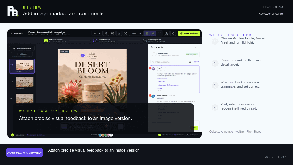 Animated ProofBetter Contextual markup product walkthrough